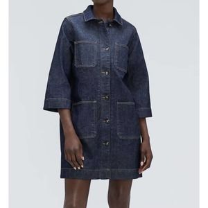 NWT Everlane Denim Chore Dress size XS blue long sleeve
